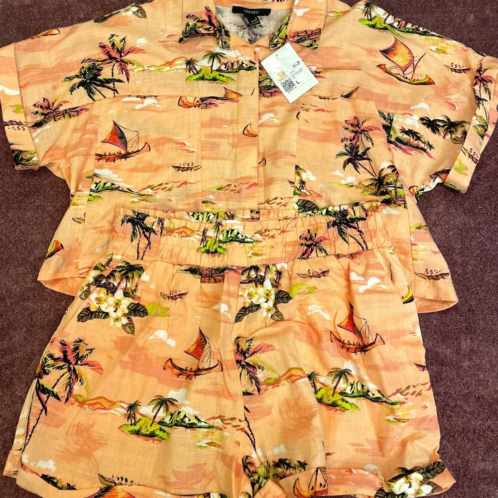 Forever 21 shirt and short set NWT size L